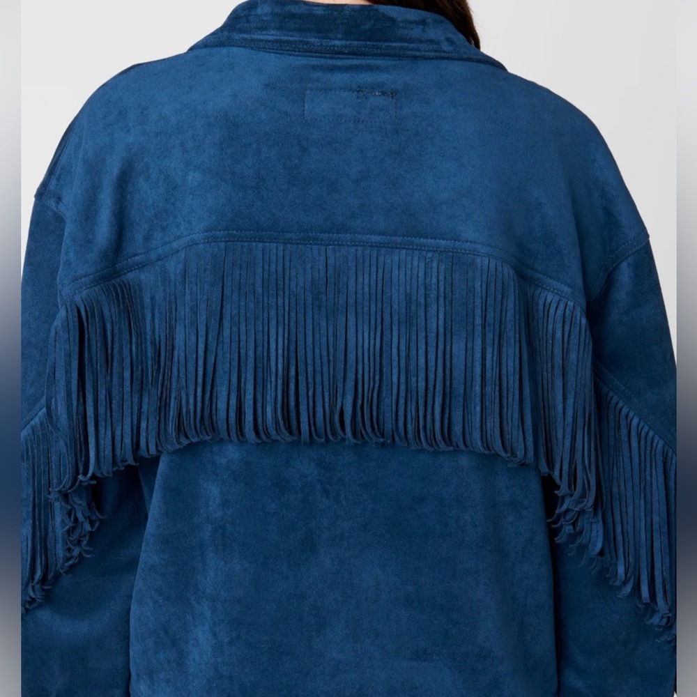 NEW! Rare Blank NYC / Free People faux suede teal fringe blazer